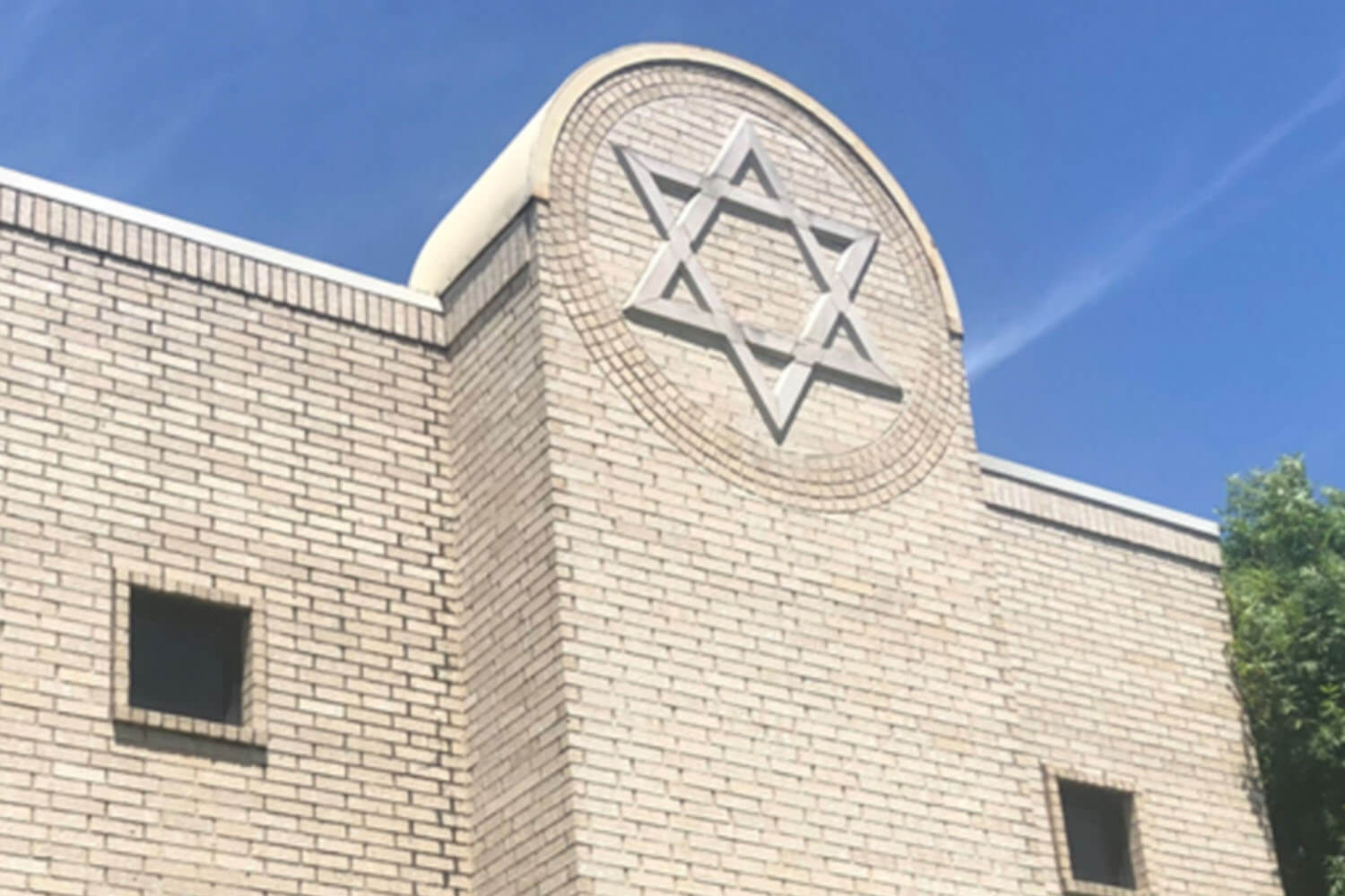 The wall of a synagogue with the star of David on it