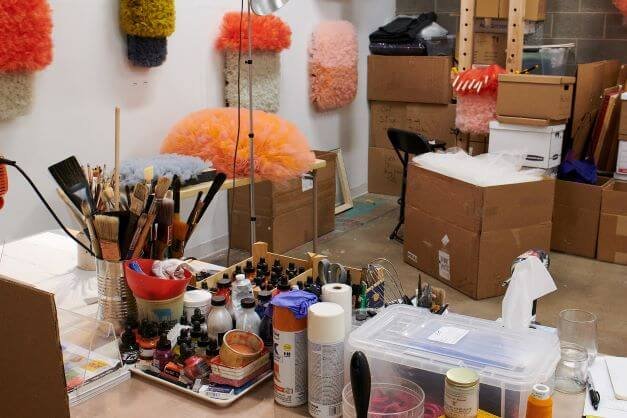 Inside an artist's studio